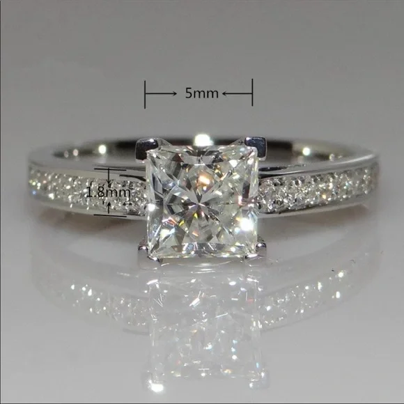 💯 NEW CUT 925 STERLING SILVER DIAMOND ENGAGEMENT RING, CUTE RING, SHINY RING. - Picture 5 of 5